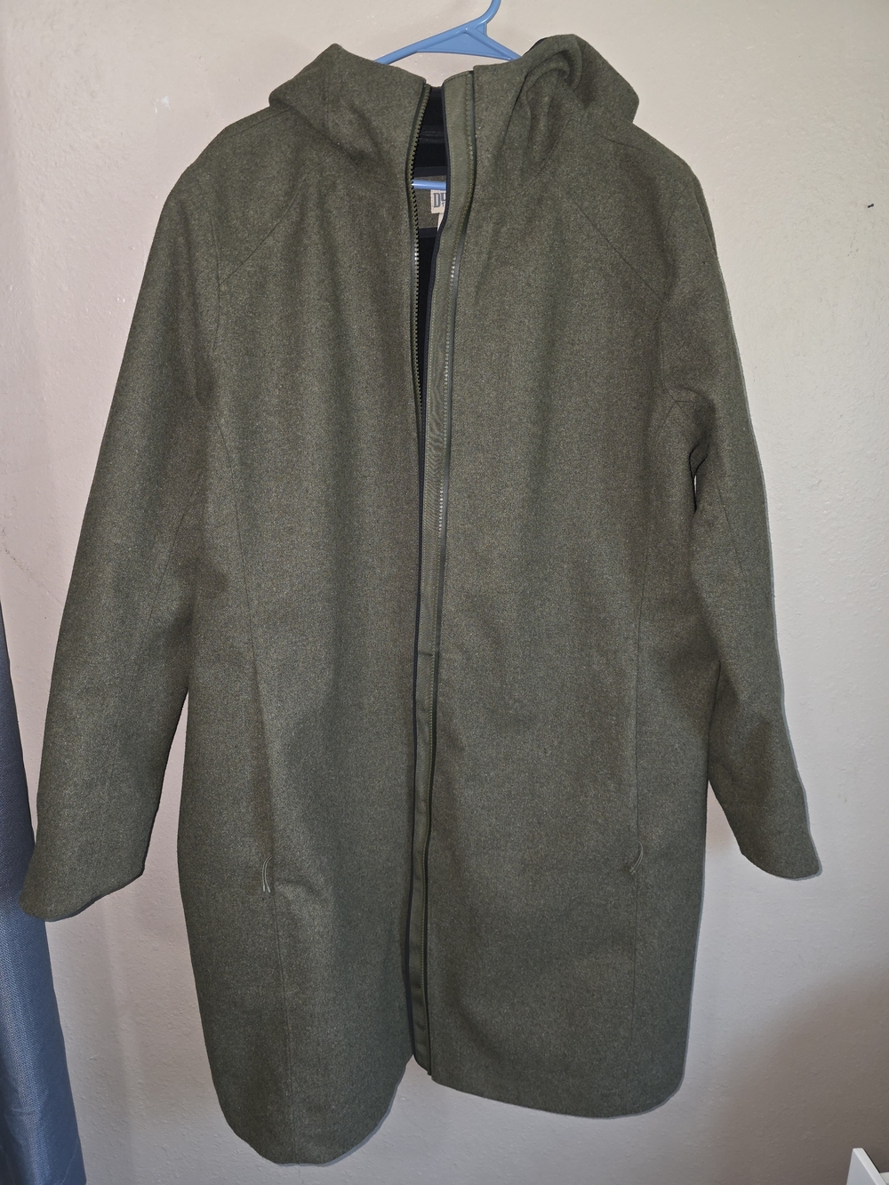 Duluth Trading Co Olive Hooded Trench Coat Wool Empire Builder Xl X Large